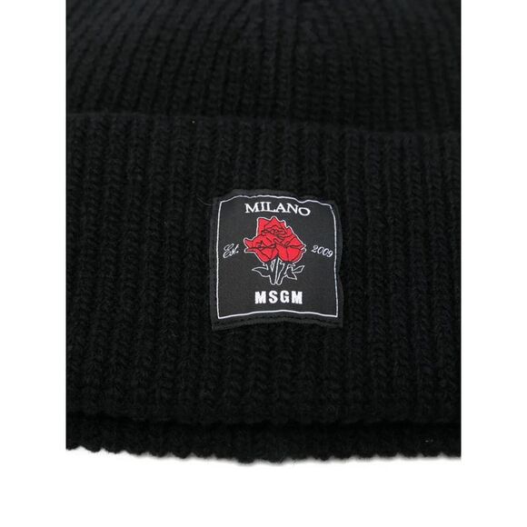 Msgm Men Rose-Patch Ribbed Beanie - Picture 2 of 2